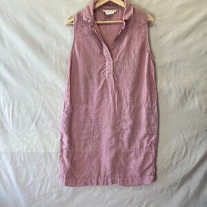 C&C California Dress Sz 4 Pink Linen Sleeveless Polo Minimalist Casual Spring